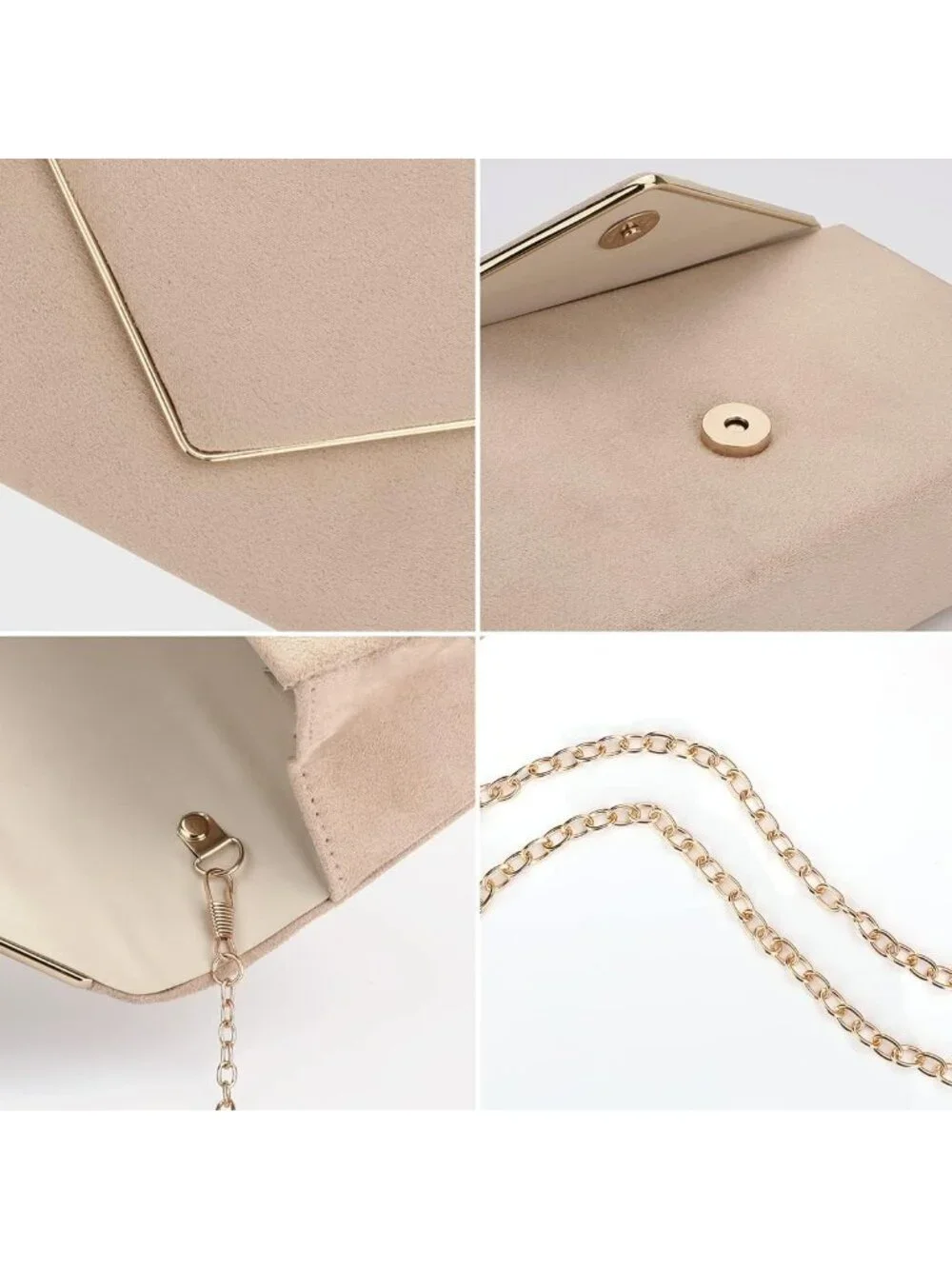 👜 Women's Nude Wedding Party Cocktail Prom Faux Suede Crossbody Clutch Purse